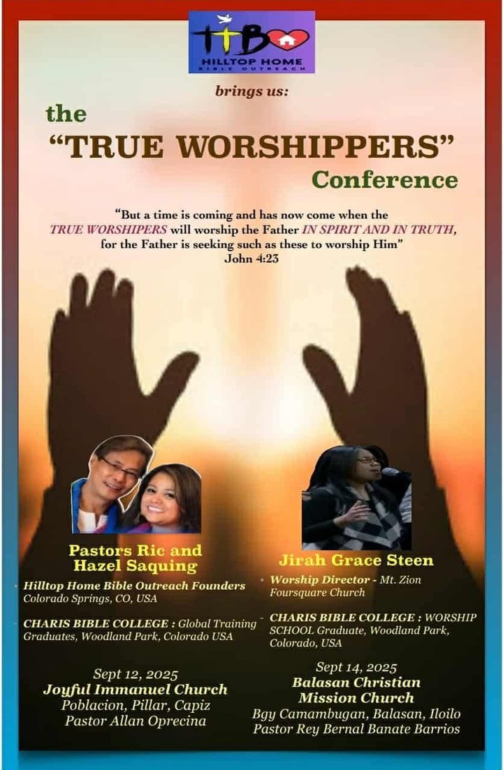 Poster for the True Worshippers Conference, September 2025, in Pilar, Capiz and Balasan, Iloilo